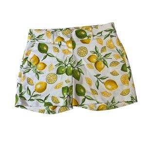 Isaac Mizrahi Lemon Lime Citrus White Green Yellow Shorts Size 6